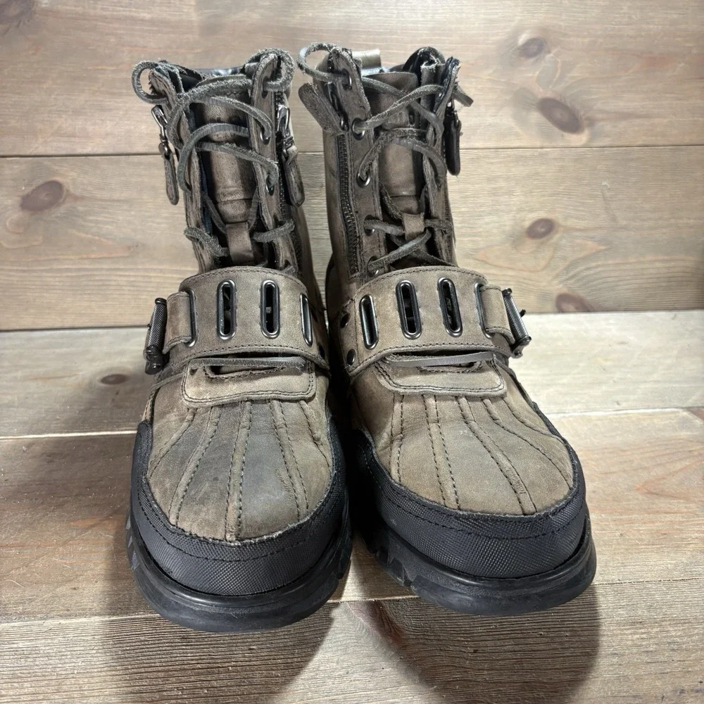 polo ralph lauren andres III mens size 9 shoes brown leather lace up combat boot